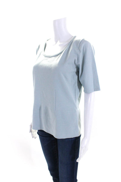 Carlisle Womens Scoop Neck Short Sleeves Pullover Sweater Sky Blue Size Large