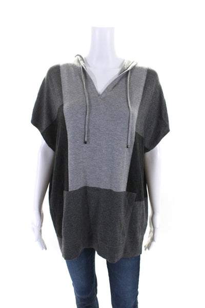 Etcetera Womens Short Sleeves Pullover Hoodie Gray Cotton Blend Size Small