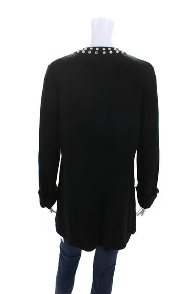 Carlisle Womens Jeweled Half Zipper Long Sleeves Sweater Black Size Large