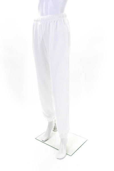 NIA Womens High Rise Drawstring Straight Leg Jogger Pants White Cotton Medium