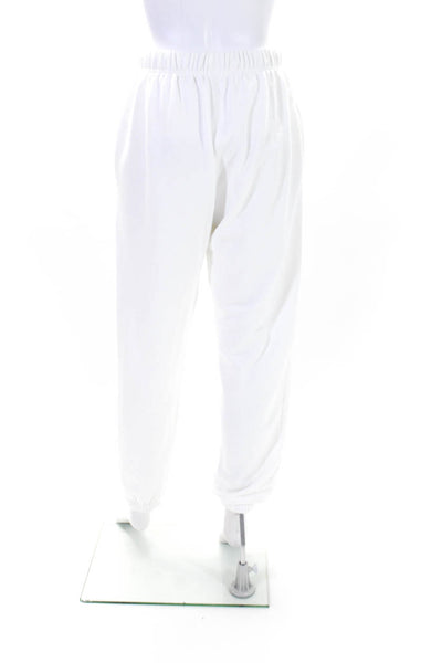 NIA Womens High Rise Drawstring Straight Leg Jogger Pants White Cotton Medium