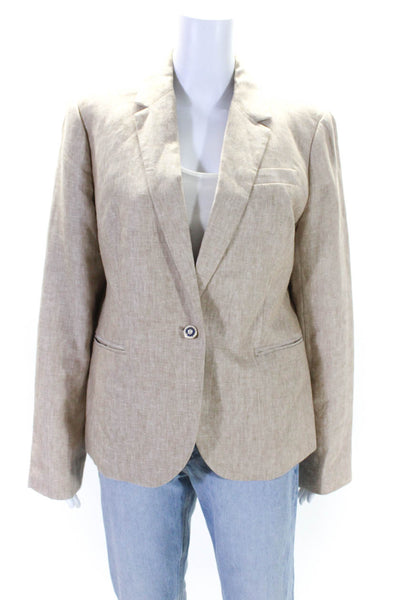 J Crew Womens Campbell Woven Sport Coat Blazer Jacket Beige Linen Size 14