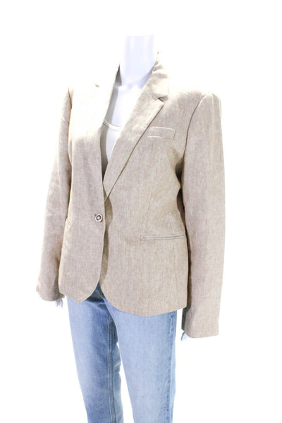 J Crew Womens Campbell Woven Sport Coat Blazer Jacket Beige Linen Size 14