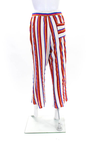 FP Beach Womens Knit Stripe Wide Leg Lounge Pants White Red Blue Pink Size Large