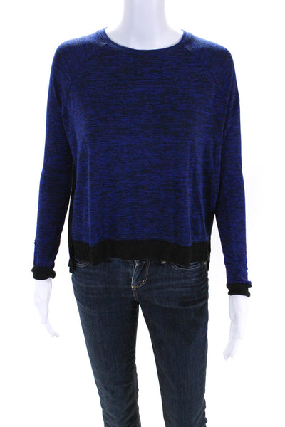 Rag & Bone Women's Round Neck Long Sleeves Pullover Sweater Blue Black Size XXS