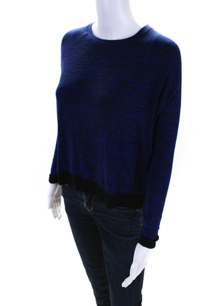 Rag & Bone Women's Round Neck Long Sleeves Pullover Sweater Blue Black Size XXS