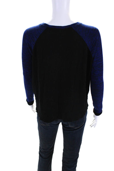 Rag & Bone Women's Round Neck Long Sleeves Pullover Sweater Blue Black Size XXS