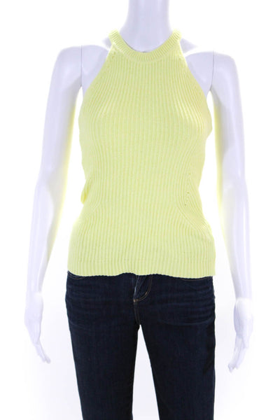 Lilly Pulitzer Women's Round Neck Sleeveless Ribbed Sweater Tank Yellow Size XXS