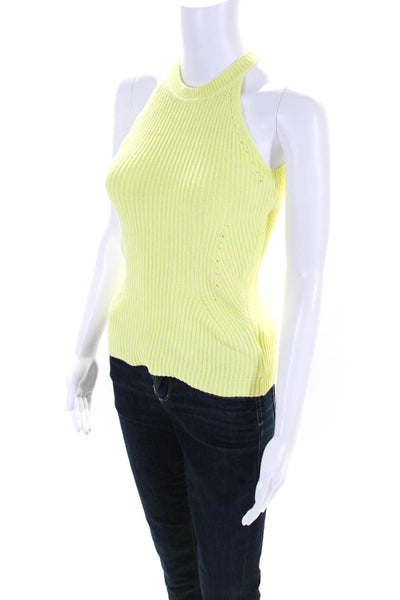 Lilly Pulitzer Women's Round Neck Sleeveless Ribbed Sweater Tank Yellow Size XXS