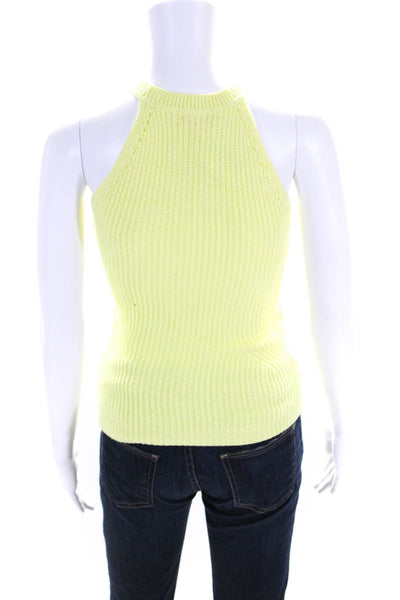 Lilly Pulitzer Women's Round Neck Sleeveless Ribbed Sweater Tank Yellow Size XXS