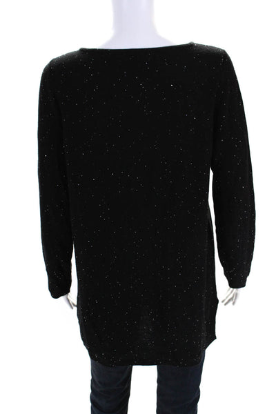 Eileen Fisher Women's Round Neck Long Sleeves Glitter Tunic Sweater Black Size S