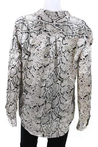 Equipment Femme Women's Round Neck Long Sleeves Snake Skin Print Blouse Size M