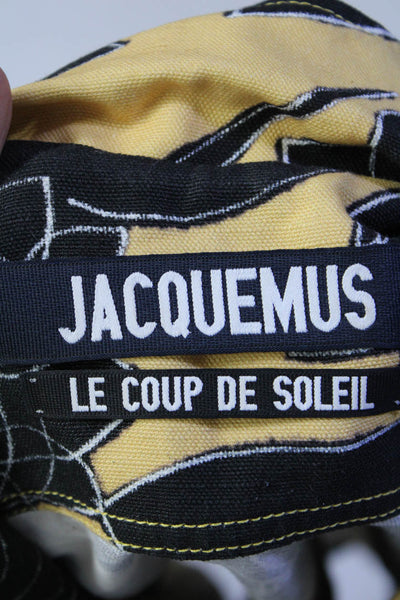 Jacquemus Womens Linen Floral Print Button Down Shirt Yellow Black Size EUR 34