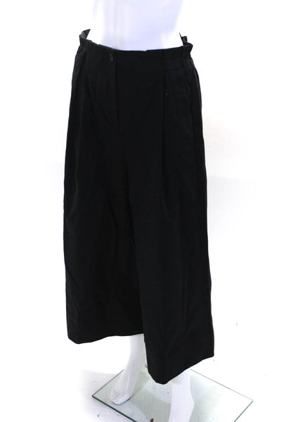 Merlette Womens High Waist Wide Leg Cropped Twill Pants Black Size 10