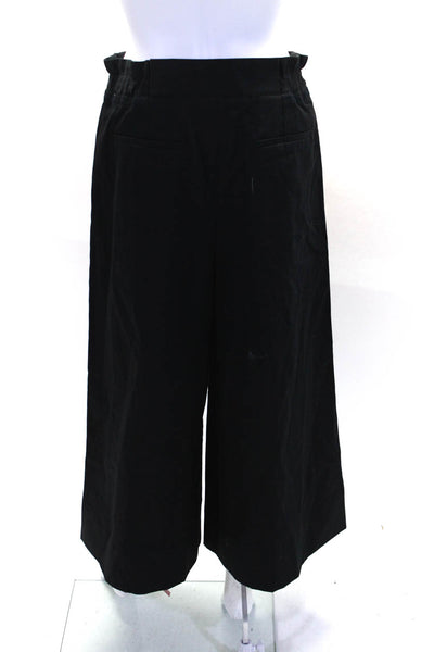 Merlette Womens High Waist Wide Leg Cropped Twill Pants Black Size 10