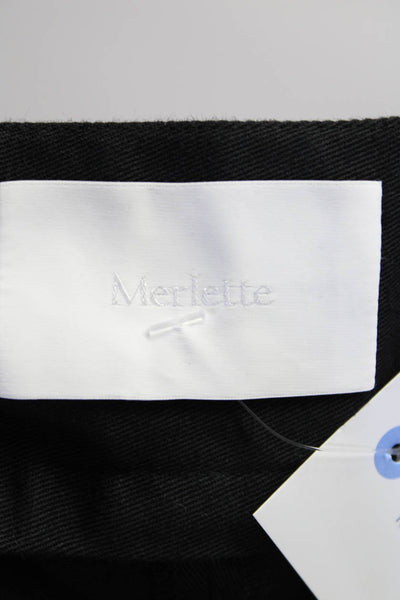 Merlette Womens High Waist Wide Leg Cropped Twill Pants Black Size 10