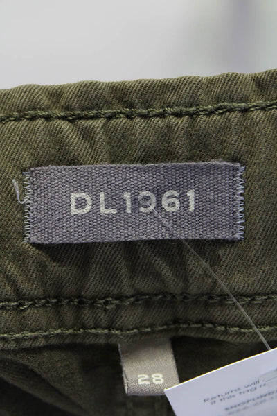 DL1961 Womens Elastic Waist Mid Rise Slim Leg Skinny Jeans Pants Olive Size 28