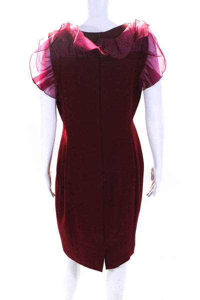 Max Mara Womens Organza Ruffle Sleeveless Sheath Dress Maroon Size 10