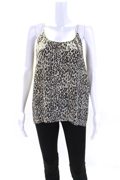 Tucker Womens Silk Animal Print Round Neck Sleeveless Tank Top Beige Size P