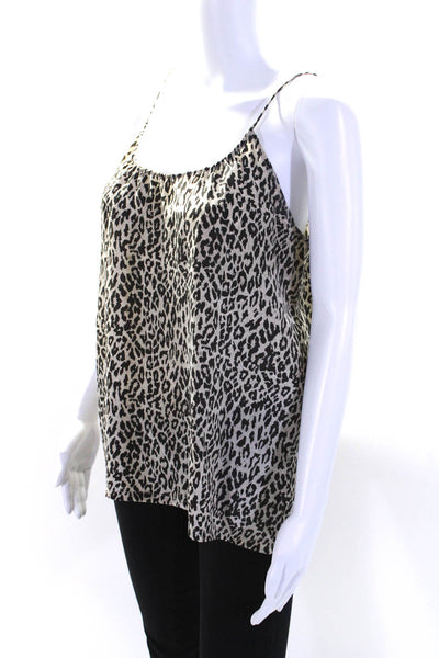 Tucker Womens Silk Animal Print Round Neck Sleeveless Tank Top Beige Size P