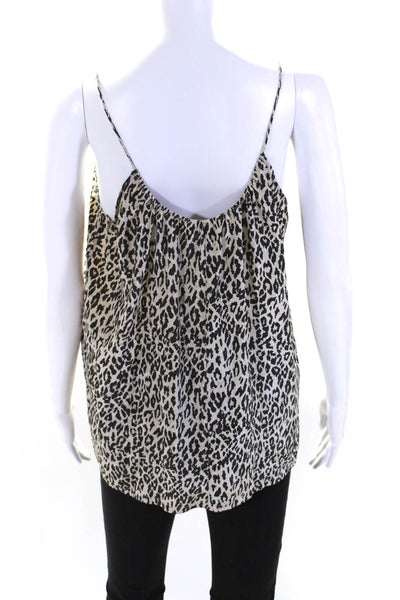 Tucker Womens Silk Animal Print Round Neck Sleeveless Tank Top Beige Size P