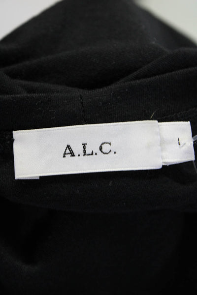 A.L.C. Womens Round Neck Puff Long Sleeve Pullover T-Shirt Black Size L