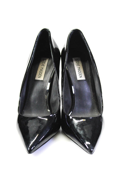 Steve Madden Womens Pointed Toe Slip On Stiletto Pumps Black Patent Size 8