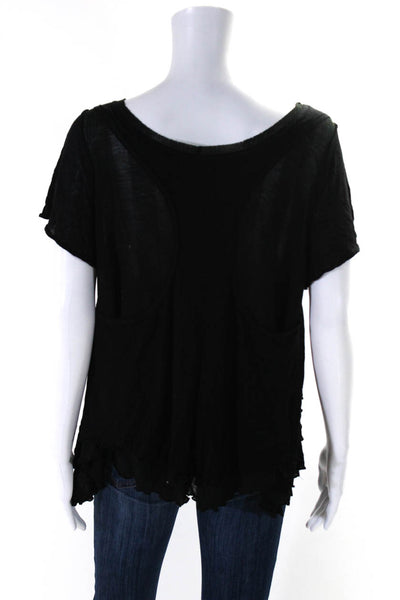 Free People Womens Black Scoop Neck Short Sleeve Flowy Blouse Top Size XS