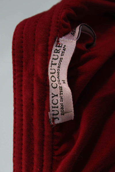 Juicy Couture Womens Cotton Square Neck Ruched Tiered A-Line Dress Red Size M