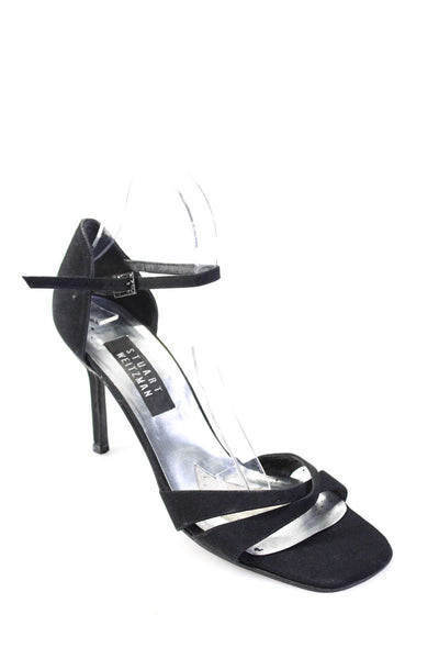 Stuart Weitzman Womens Square Toe Strappy Buckled Stiletto Heels Black Size 9