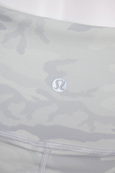 Lululemon Womens Striped Print Mid Rise Active Capri Leggings Black White Size 8