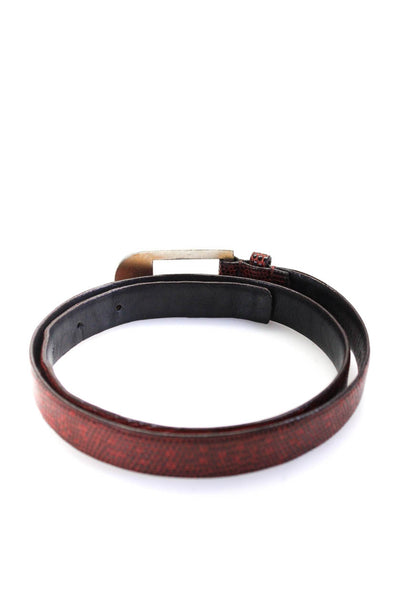 Calvin Klein Womens Red Genuine Leather Embossed Reptile Skin Skinny Belt Size S