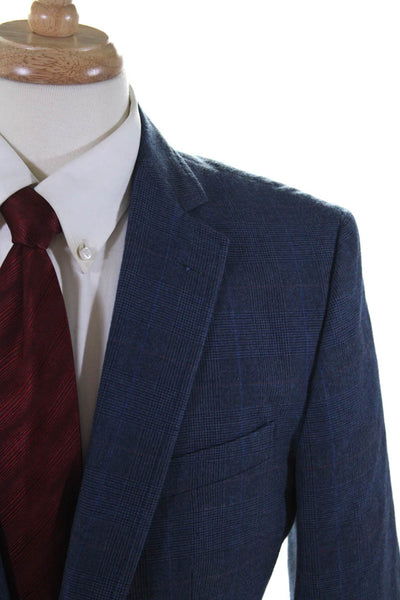 Brooks Brothers Men's Long Sleeves Lined Two Button Plaid Jacket Size 42