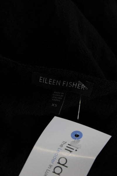 Eileen Fisher Womens Knit Ruched V-Neck Sleeveless Tank Blouse Black Size XS