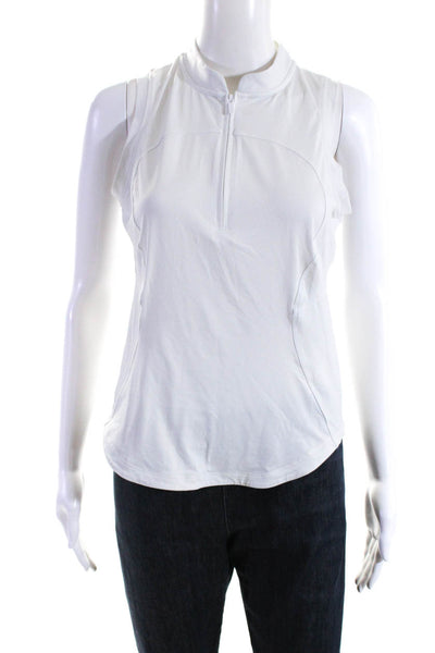 Lululemon Womens Mock Neck 1/2 Zip Sleeveless Active Tank Top White Size 6