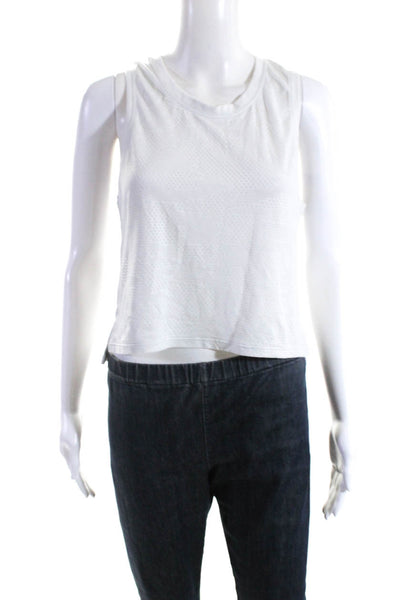 Lululemon Womens Perforated Crewneck Split Hem Sleeveless Crop Tank White Size 6