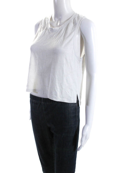 Lululemon Womens Perforated Crewneck Split Hem Sleeveless Crop Tank White Size 6