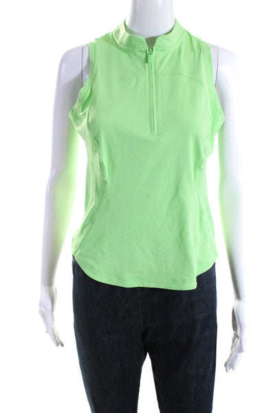 Lululemon Womens Mock Neck 1/2 Zip Sleeveless Active Tank Top Neon Green Size 6