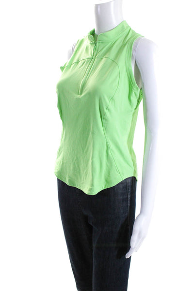 Lululemon Womens Mock Neck 1/2 Zip Sleeveless Active Tank Top Neon Green Size 6