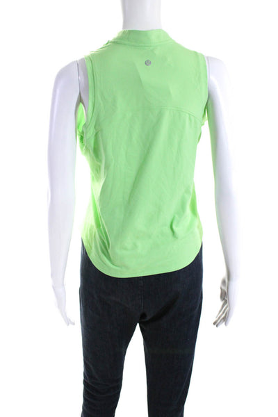 Lululemon Womens Mock Neck 1/2 Zip Sleeveless Active Tank Top Neon Green Size 6