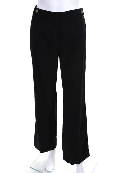 Theory Womens Low Rise Hook & Eye Flared Hem Dress Pants Trousers Black Size 6