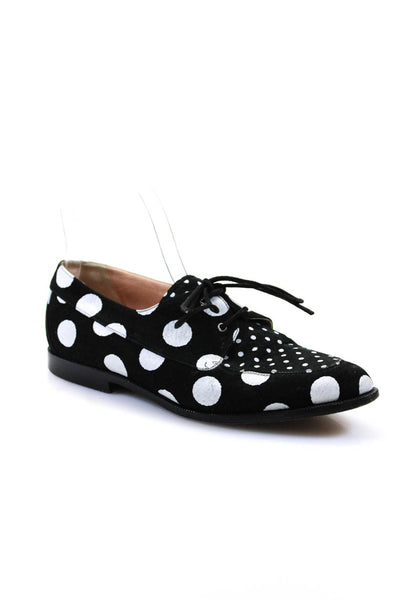 Maud Frizon Womens Suede Polka Dot Print Derby Shoes Black White Size 6.5 36.5EU