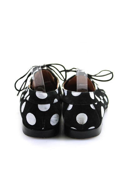 Maud Frizon Womens Suede Polka Dot Print Derby Shoes Black White Size 6.5 36.5EU