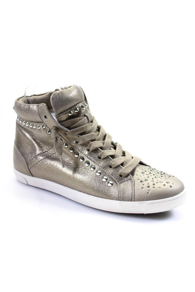 Kennel & Schmenger Womens Metallic Studded Lace-Up Tied Sneakers Beige Size 7