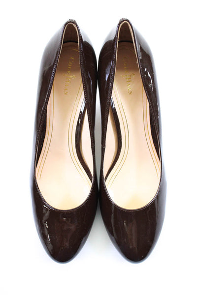 Cole Haan Womens Patent Leather Slide On Pumps Maple Sugar Brown Size 10.5