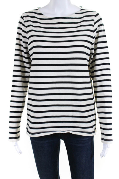 Norse Projects Womens Cotton Striped Round Neck Long Sleeve Top White Size S