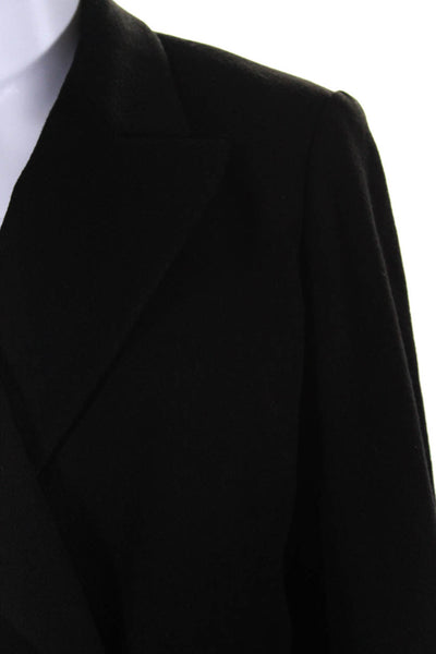 Akris Womens Wool Blend Peak Collar Double Breasted Blazer Jacket Black Size 8