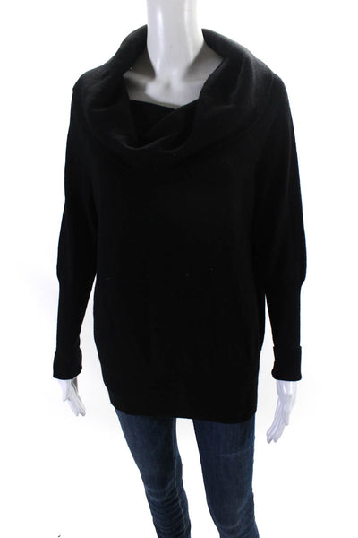 Aqua Cashmere Womens Cashmere Long Sleeve Off Shoulder Sweater Black Size S