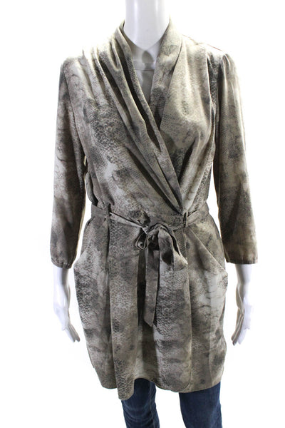 Wilfred Womens Gray Snakeskin Print Cowl Neck Belt Long Sleeve Jacket Size 6