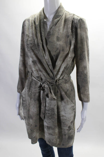 Wilfred Womens Gray Snakeskin Print Cowl Neck Belt Long Sleeve Jacket Size 6